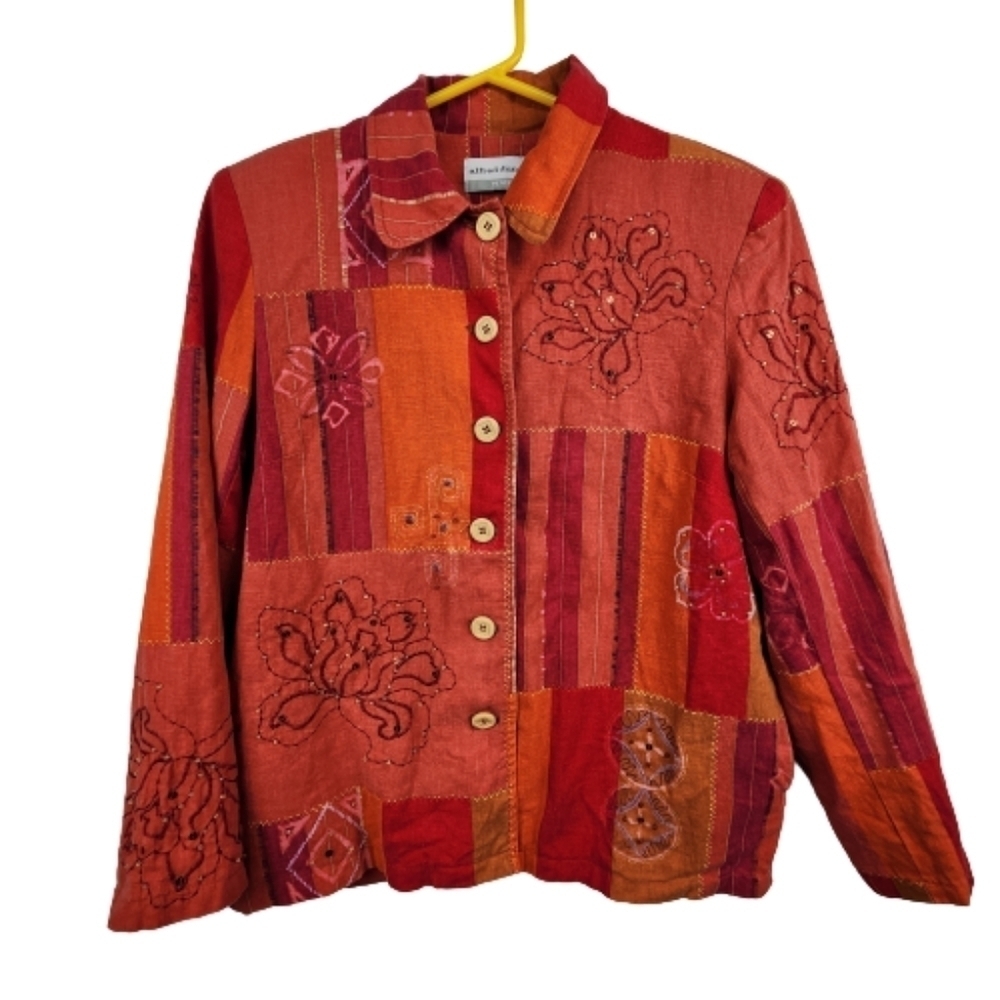 Alfred Dunner Beaded Embroidered Patchwork Tapestry Autumn Jacket Size 8P